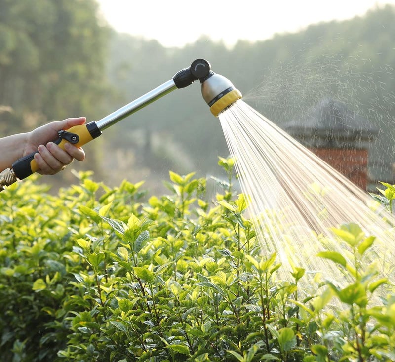 Fanhao 16 Inches Garden Watering Wand, 180° Rotating Head Hose Wand with Thumb Control Shut Off Valve 8 Patterns Heavy Duty Garden Hose Nozzle Yellow - Image 2